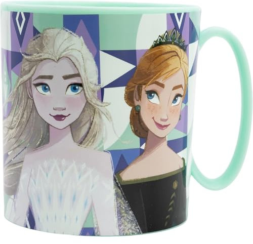 CARTOON Tazza in plastica riutilizzabile adatta al microonde BPA Free capacità 350 ml tazza per bambini (Frozen)
