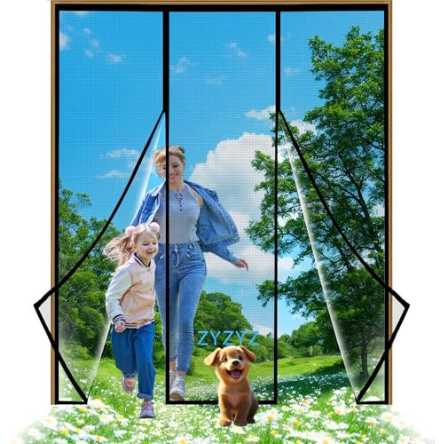 Zanzariera Magnetica per Porte Finestra, 200x250cm Nero Destra e Sinistra Doppia apertura porta Upgrade Zanzariera Porta, Zanzariere Magnetiche per Porte Finestre, Porta Ingresso, Balconi