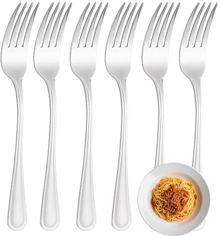 FAMILY Pack 6 Tenedor de Mesa 19.8x2.5CM Acero Inoxidable Diseño Línea, Elegancia y Funcionalidad para Cada Ocasión, Cubiertos de Alta Gama para Hogar y Restaurante
