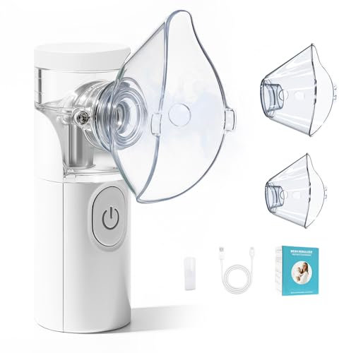 Nebulisateur Inhalateur Pour Enfants, Nebulisateur Portable Rechargeable pour Adultes et Enfants, Inhalateur Silencieux pour Enfants avec 2 Masques et Embout Buccal, pour Usage Domestique et en Voyage