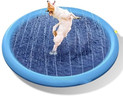 Splash Pad, Non-Slip Splash Pad for Kids And Dog, Kids Sprinklers for Yard, Pool Sprinkler, Water Toys for Boys Girls, Pets, Parent-child &Games Fun Backyard (100cm)