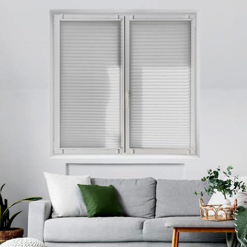 BLINDECOR Plissee ohne Bohren | Plissee 4LOCK 30 Grau - 80 x 220 cm | lichtdurchlässiges Plissee für aufklappbare Fenster