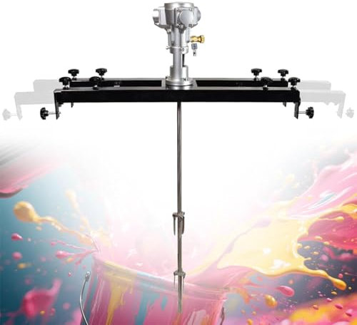 ZEEKYFOR mélangeur de Peinture pour Fûts de 1000L, Agitateur Pneumatique 1/2 HP, 3/4 HP, 1 HP avec Support Rétractable, Agitateur de Peinture pour Boue, Ciment, Mortier, Fourrage,Large 5 Cylinder
