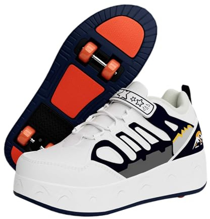 Schuhe mit Rollen für Jungen Mädchen | Rollschuhe Kinder 2-in-1 mit abnehmbaren Rollen | Versenkbare Skateboardschuhe | Leichte Turnschuhe, Verstellbar & rutschfest