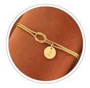 YELUWA Armband Damen Gold, Buchstaben J Armbänder Ketten, 14k Vergoldet