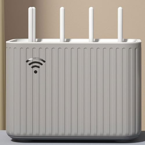 Verstecken Kabelbox WLAN Steckdosen Router Kasten mit Belüftung und Kabelschlitz Signalfreundlich Router Schrank Wandbehang Kabel Organizer Büro Zuhause Set-Top-Box Kabelversteck Staubschutz(Grau)
