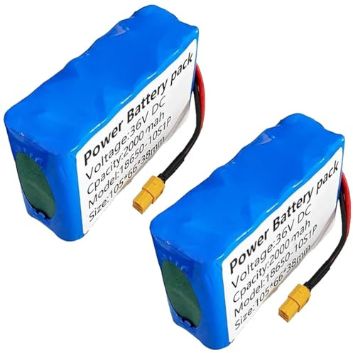 SSCYHT Batteria al Litio 36V 2Ah Batteria di Ricambio 2Ah Batterie Hoverboard 36V Batterie agli ioni di Litio per Auto bilanciata per Motore 50W - 75W con Porta XT60 e BMS,36v2ah 2pack