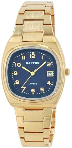 Raptor Damen Armbanduhr Analog in Gold, Gesamtlänge 23.5 cm, Edelstahlarmband – 3 ATM