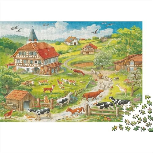 Grüne Farm Jigsaw Puzzle 1000 Teile Aus Premium Karton Klassikpuzzle Für Konzentrationstraining Für Entspannung Und Wanddekoration 38x26cm/1000pcs