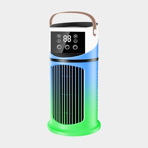 Mobiler Klima-Luftkühler ohne Abluftschlauch, Ventilator mit Wasserkühlung und Luftbefeuchter, 4-Stufen Timer, energiesparendes Mini-Klimagerät für Schlafzimmer- Smaragdgrün