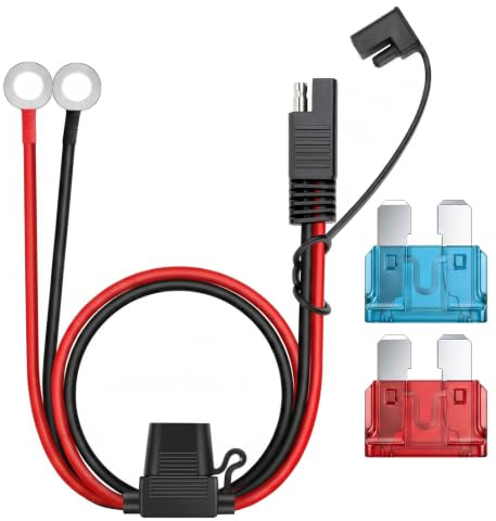 ZunAnBoCDP Connecteur SAE, 0.6 m, Noir et Rouge, pour Chargeur Batterie Moto et Voiture, Câble Batterie Voiture 12V 30A avec Joint Torique, Chargeur Rapide Moto et Voiture, Câble SAE