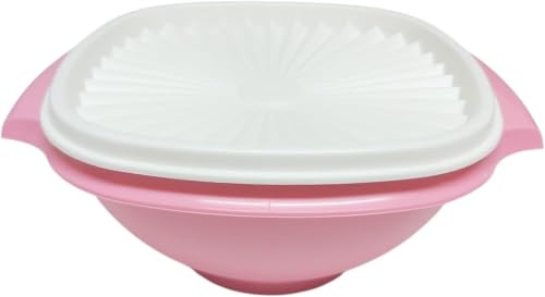 Tupperware Wonderlier - Ciotola solare da 828 ml con coperchio, ciotola salvafreschezza, insalatiera, contenitore ermetico, rosa rosa con coperchio bianco
