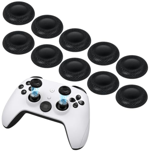 10 Piezas Tapas para Joystick Negro, Grip Antideslizante para Mando de Juego, Thumb Grip Caps de Silicona con Textura Láser, Protector de Palanca Analógica, Compatible con PS5 PS4, Accesorio Gaming