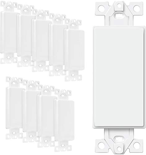 Decorator - Placas moldeadas para voz y audio/video 6001-W-10 unidades, placa de pared estilo decorativo (paquete de 10 adaptadores en blanco)