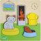 Lena 32142 - Holzpuzzle Wohnzimmer, Kinderpuzzle mit Grundplatte 14 x 14 cm und 4 Puzzleteilen, Teile und Platte aus FSC 100% Holz, Puzzlespiel für Kinder ab 18+ Monaten, Legespiel für Kleinkinder