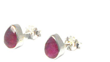 Ohrstecker, Rubin, Birnenform, 925er-Sterlingsilber, 5 x 7 mm, RST0610171