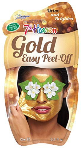 Montagne Jeunesse 7 Heaven Easy Peel-Off Face Mask with Ground Malachite, Pulped Mango & Pressed Jasmine that Detoxifies & Brightens Normal, Combo and Oily Skin, Gold, 10 ml