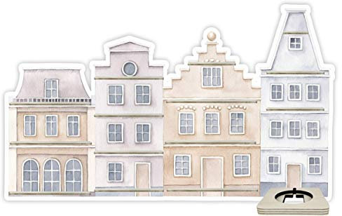 Farbklecks-Collection Musikboxregal Stadthaus grau beige - passend für Toniebox - Regal mit Platz für Box sowie 55-60 Figuren