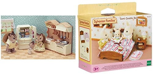SYLVANIAN FAMILIES 5341 Set De Cocina + 5019 Set Cama Doble