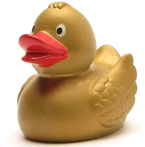Duckshop I Canard de bain doré I Canard de bain I L : 8 cm I avec porte-clés canard de bain en kit I Cadeau pour les personnes qui ont déjà tout I Collectionneur de cadeau