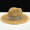 Sonnenhut Strohhut Hut Damen Frauen Mit Breiter Krempe Strohhüte Fransen Frauen Plain Large Beach Sun Caps Strohkappe Chapeau-Khaki_Straw_Panama