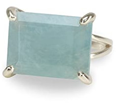 Anemone Milchig Aquamarin Ring - 925 Sterling Silber Prong März Geburtsstein Ring, Mode Ring, Verlobung, Party, Hochzeit - Geschenk für Frauen - Alle Ringgrößen Verfügbar - mit Geschenk-Set