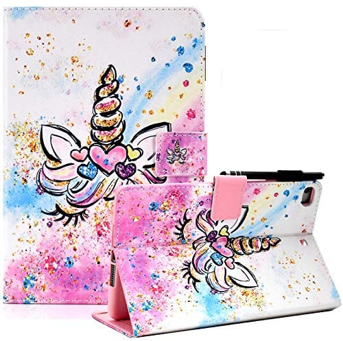 KEROM Case for iPad 9th/8th/7th Generation iPad 10.2 inch Case, PU Leather Stand Folio Cover Case for iPad 9th Generation 2021/iPad 8th Gen 2020/iPad 7th Gen 2019, with Auto Sleep/Wake - Unicorn