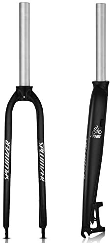 ZTZ Mountainbike-Gabel aus Aluminiumlegierung, starre Scheibenbremse, 28,6 mm, gewindeloses gerades Rohr, superleichtes Mountainbike-Vorderradgabel (schwarz, 26 Zoll)