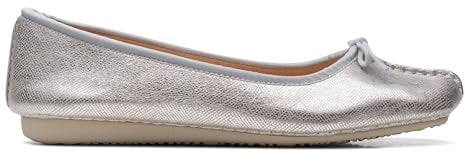 Clarks Damen Freckle Ice Ballerinas, Silver Metallic, 42 EU