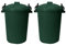 (𝐒𝐞𝐭 𝐎𝐟 𝟐) 50 Litre Clip Lock Storage Bin Large Dust Storage Food Grade Heavy Duty Plastic Kitchen & Waste Rubbish Garden Compost Animal Feeding Bin - Made in UK. (Dark Green, Dark Green)