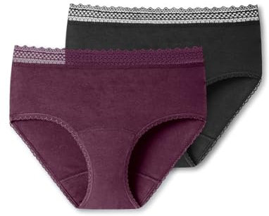 Schiesser Damen 2 Pack Menstruationswäsche/ Periodenslip Komfortschnitt Auslaufsicher - Secret Care Unterwäsche, Sortiert 2_176300, 46-48 EU