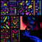 Sugeru 9 groß Blätter Neon gesichtstattoo(157 Muster),glitzer neon party outfit,farbe tattoo gesicht,schwarzlicht schminke,UV Body & Face Painting Tätowierung Aufklebe - Natürliche Sojatinte