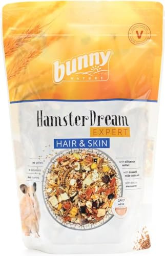 Bunny HamsterTraum EXPERT Hair & Skin | 500 g | Alleinfuttermittel für Hamster | Ohne Zucker, Zusatzstoffe, Geschmacksverstärker oder Farbstoffe | Unterstützung für Haut & Haar