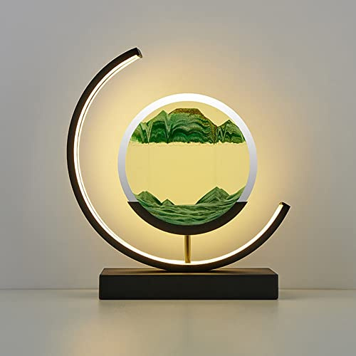 Sandbilder Zum Drehen, Sandbild Mit Licht, Fließende Sandmalerei Dynamisch 3D Sea Sandscape In Motion Display Fließender Sandrahmen RGB Dimmbar Fließende Sandmalerei Tischlampe (Color : H, Size : to