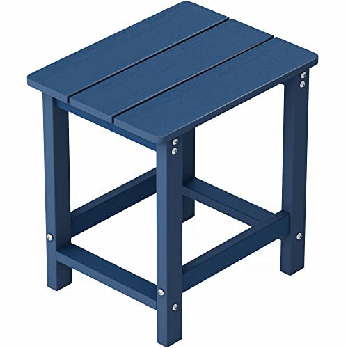 MXIMU Adirondack Table d'appoint extérieure carrée résistante aux intempéries pour jardin, piscine, porche, bleu marine