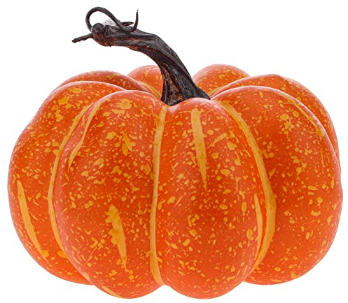 Funzhan 15cm Orange künstlicher Kürbis Herbst Halloween Erntedank Dekor | künstliche kürbisse innen zierkürbis dekor schaumstoff kürbis herbst thanksgiving tischdeko für küche wohnzimmer esstisch