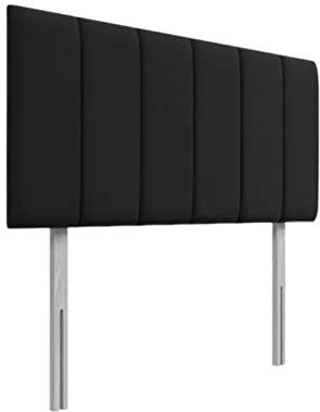 STOREX Plush Fabric Padded Lined Headboard For Devan Bed Bedroom Furniture Size 2Ft 6Inch/ 3Ft/ 4Ft/ 4Ft 6Inch/ 5Ft /6Ft -20 Inch Height 20inch (Black, 20inch Height 4FT 6 Inch Double)