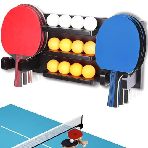 Onemacc Tischtennis-Halter, Wandhalterung, Tischtennis-Paddelhalter, Tischtennis-Aufbewahrung, Wandregal, Tischtennis-Zubehör, Organizer im Spielzimmer, Bar, Büro, Zuhause, Männerhöhle