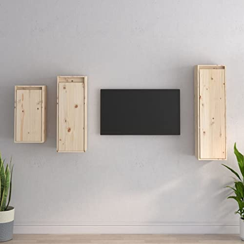 BUKSCYJS Table TV, armoire TV suspendue inclinée 3 pièces. Bois massif pin adapté pour le salon, la chambre à coucher, la salle de réception, le bureau, le bureau