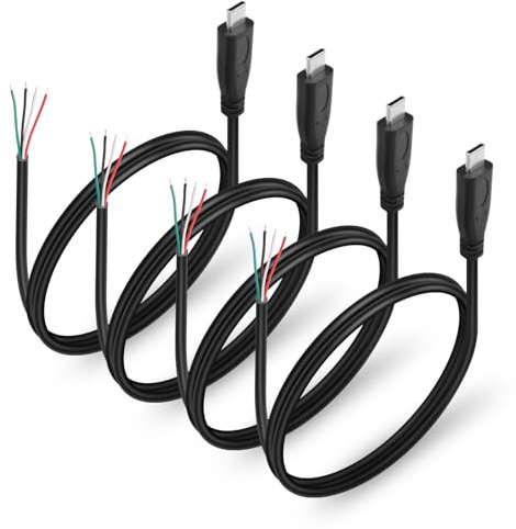 HATMINI 4 PZ USB Type-C PD Cavo di Alimentazione Pigtail Ricarica Rapida Filo Nudo Cavo di Alimentazione USB Dati Cavo Pigtail Fai da Te per Installazione Dispositivo USB o Sostituzione Riparazione