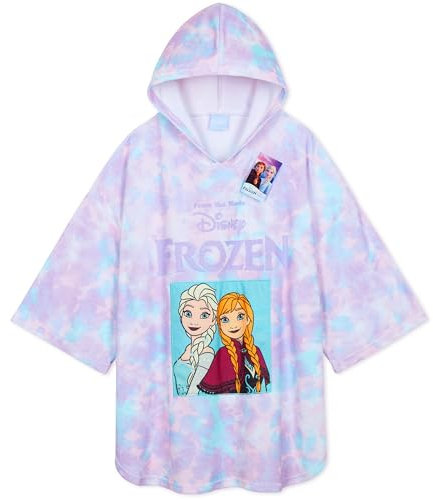 Disney Stitch Badetuch Poncho Badeponcho Kinder Strandtuch Mädchen mit Kapuze Weiches Schnelltrocknendes Handtuch für Strand Schwimmen (Lila/Blau Frozen, 5-9 Jahren)