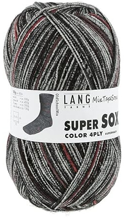 100 g/ 420 m Super Soxx color 4 fach Fb. 451 SCHWARZ/ROT