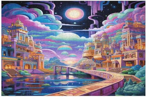 Traum-Süßigkeitenhaus 1000 Teile Puzzles, Wood Craft, Hochwertiges Modernes Puzzle, DIY, Für Erwachsene Und Kinder Ab 12 Jahren Holz, Puzzle (75×50cm)