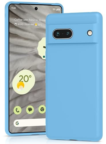 YATWIN Coque pour Google Pixel 7A, Housse en Silicone Doux avec Découpes Précises pour Caméra, Design Ultra Mince, Protection 360° à Bords Surélevés - Bleu Ciel