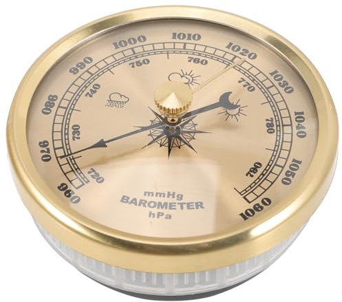 Aneroidbarometer für Garten und Garage, Einstellbar 960-1060hpa | Wand oder Tischmontage, Leichtes Design, Metall und Kunststoff, Messbereich mit Messing Schraube
