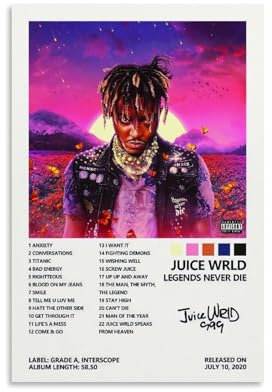 CDAXHOZ Poster, Motiv: Legends Never Die Album, Poster, Wand, Hotel, Kunstdekoration, Gemälde, Wohnzimmer, Dekoration, Schlafzimmer, Gemälde, Badezimmer, Bar, Theke, Poster, 50 x 75 cm, ungerahmter