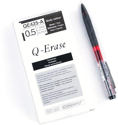 Pentel Q-Erase QE425 Lot de 12 porte-mines avec gomme extractible 0,5 mm Dureté HB