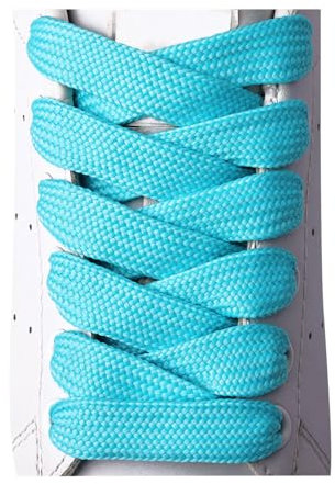 Olukssck 2 Pares Cordones Planos para Zapatillas, Cordones universales Repuesto para Zapatos para Calzado Deporte y Botas - Anchura 15 mm, Azul, 115cm