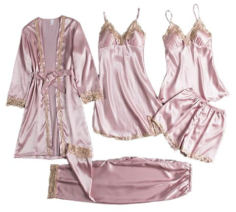 Dinglong pigiami donna completo lino donna Lingerie sexy da donna Giarrettiera Lingerie Set Vestaglie Body in pizzo Biancheria intima con scollo a V profondo 1 Camicie da notte in cotone completo lino