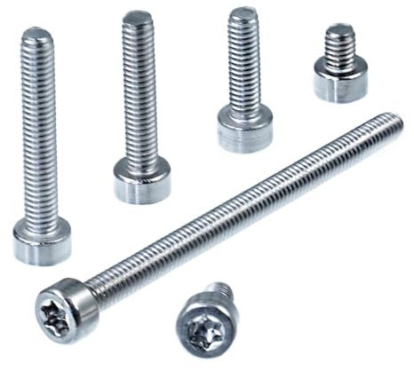 SECCARO Vite cilindrica M2 x 6 mm, in acciaio inox V2A VA A2, ISO 14579/DIN 912, TX/esagono incassato, filettatura completa, 20 pezzi